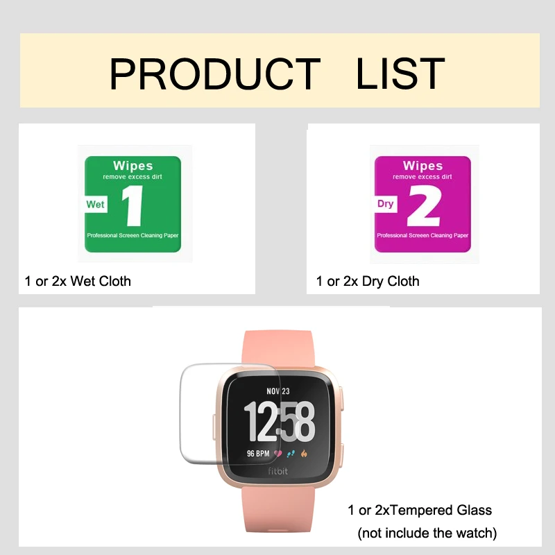 1 шт/2 шт HDD закаленное стекло 9H 2.5D Премиум Защитная пленка для экрана для Fit bit Versa Smart Watch Band