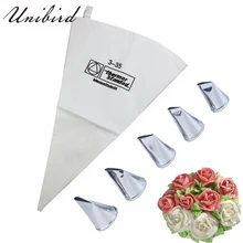 Unibird 1 шт. кондитерский мешок из хлопка для крема+ 5 шт. Насадки для украшения в виде цветка розы для глазури наконечники для кондитерских изделий