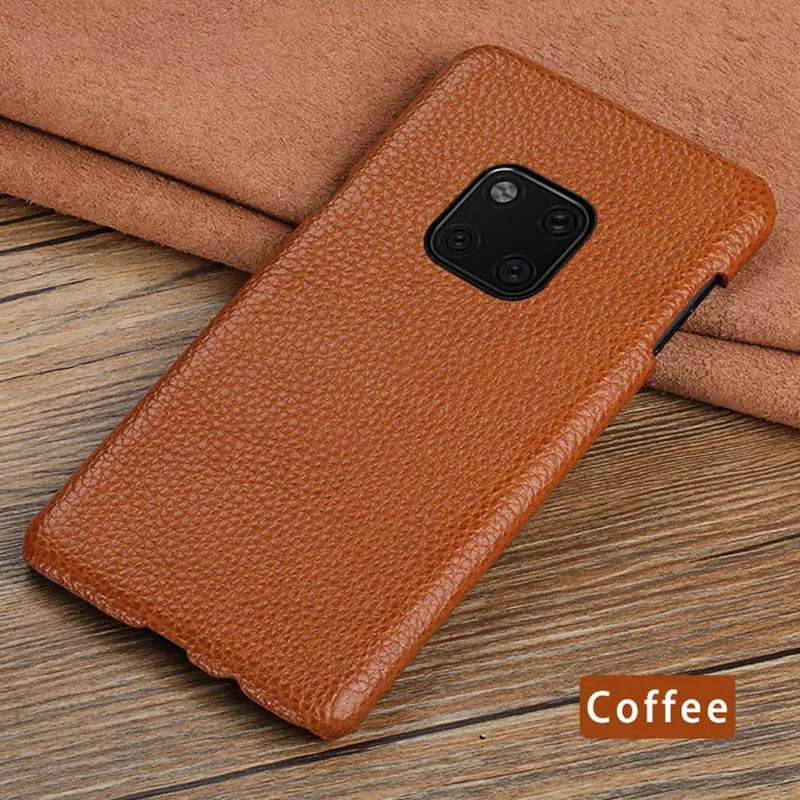Кофе Чехол для телефона huawei P20 P30 P10 P8 mate 20 10 Lite 9 Pro с текстурой Личи, чехол из воловьей кожи для Honor 8X Max V20 - Цвет: Кофе
