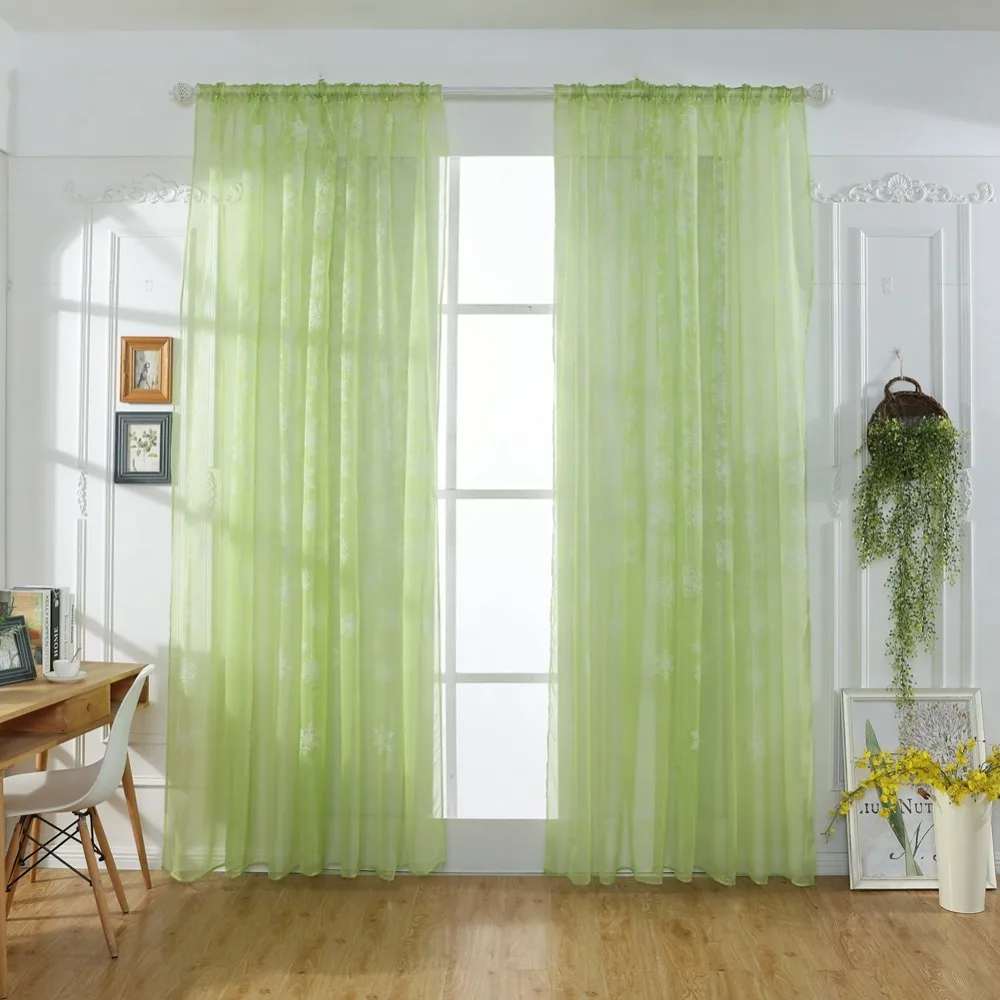 

1PC Home Window Decorative Snowflake Transparent Printed Curtain