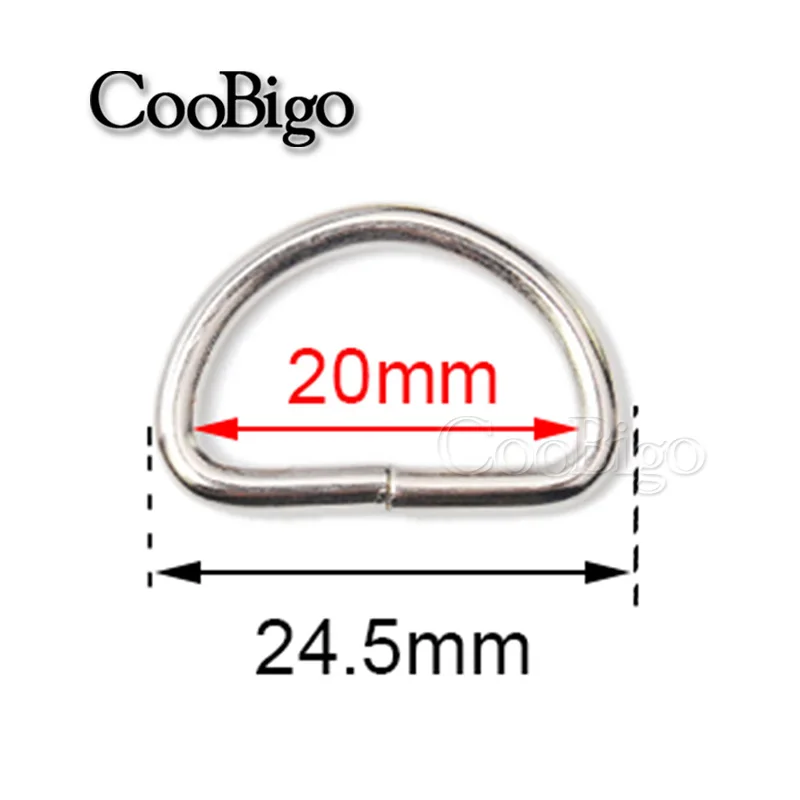 20 шт. на выбор 3/" 5/8" 3/" 1" боковая пряжка d-образное кольцо трехскользящий слайдер Регулируемая пряжка собачий ошейник ремень рюкзак сумка Запчасти - Цвет: D Ring 20mm