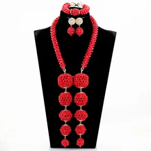 Red Crystal Balls Women Fashion Jewellery Pendant Necklace Bracelet Earring Sets Free Shipping WX001