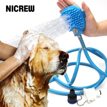 

NICRW Pet Dog Bathing Tool Pet Shower Sprayer Pet Bath Brush 2-in-1 Pet Supply for Dog Cat Horse Cleaning and Massaging Grooming