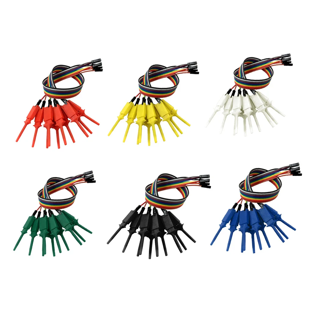 6 Pcs Connect the Chip Pins 10-Pin Test Hook Clip For Logic Analyzer - Assorted Color