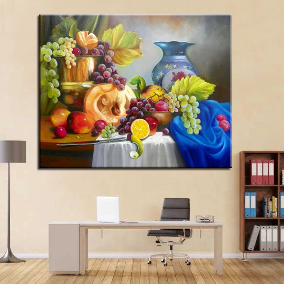 

DIY Oil Painting By Numbers Kits Coloring Handpainted Still Life Fruit Pictures On Linen Canvas Home Decorative Wall Art
