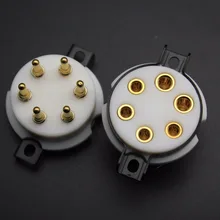 EIZZ alta gama 6pin Teflon enchufe para tubo de vacío para WE310A 10J12S 41 6C6 chapado en oro alfileres Vintage HIFI Audio Tube AMP DIY 1 pieza