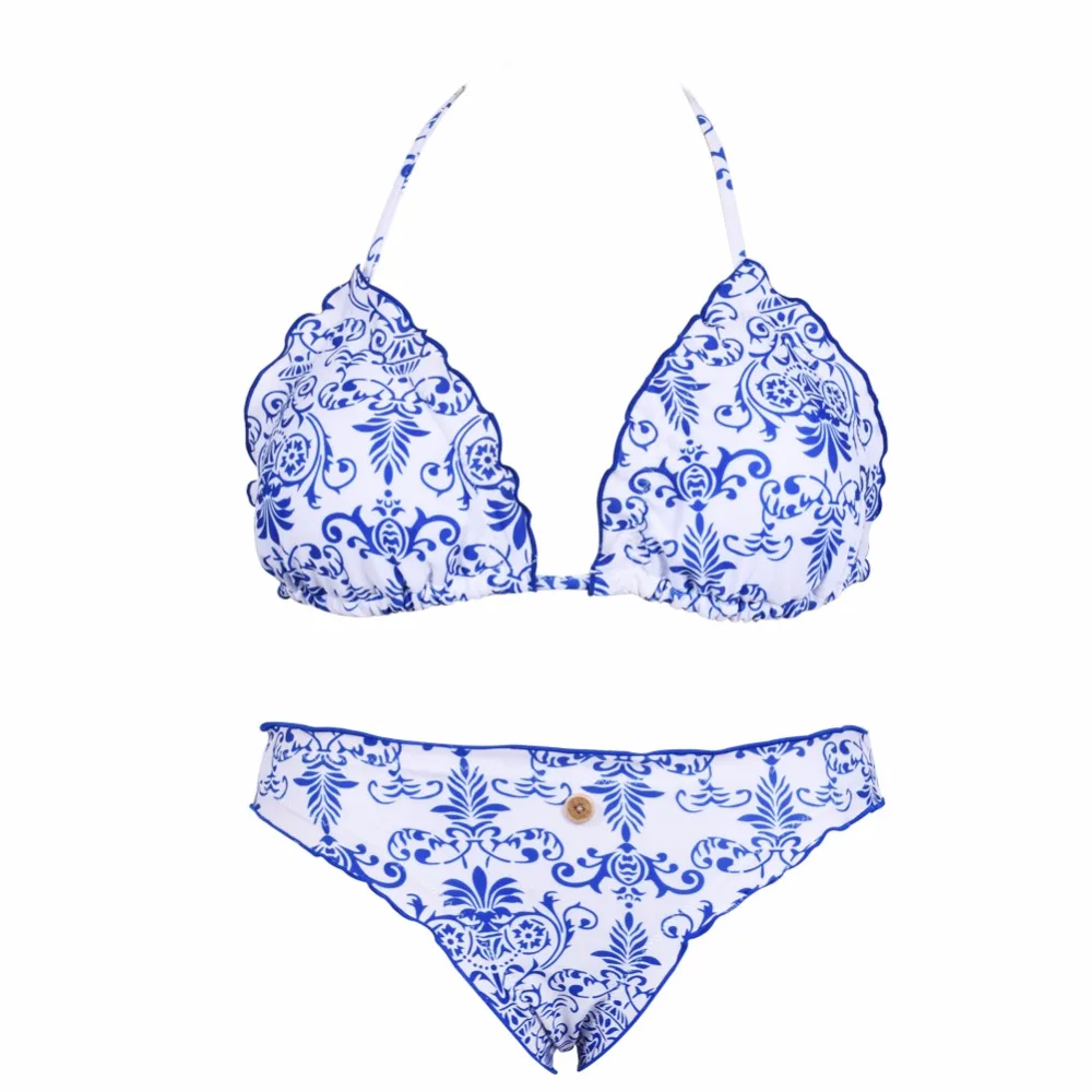 blue and white bathing suit