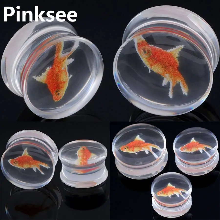 Koi Fish Acrylic Fake Plug with O-Rings Sold as a Pair