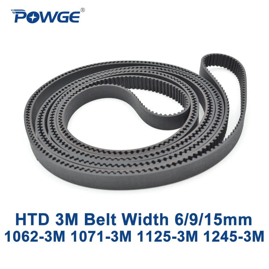 POWGE HTD 3M Зубчатый Ремень C = 1062 1071 1125 ширина 6/9/15 мм зубцы 354 357 375 415 HTD3M синхронный 1245