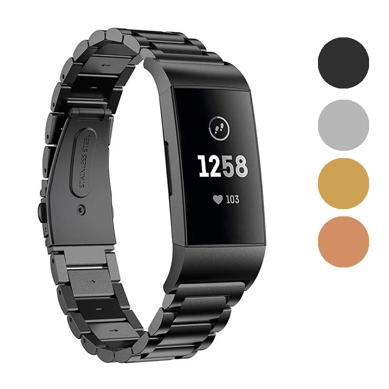 

Fashion Metal Correa Wriststrap for Fitbit Charge 3 Fitness Bracelet Wrist Strap for Fit bit Band Sports Watch Smart Accessories