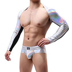 Man-Shoulder-Tops-Shinny-PU-Leather-Sexy-Patchwork-Crop-Top-Long-Sleeve-Men-Harness-Bodybuilding-Stage