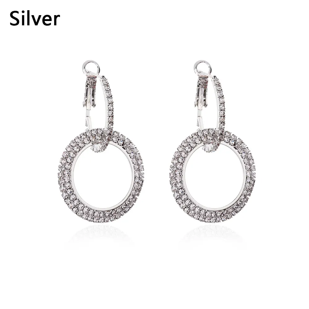 Высококачественные элегантные Кристальные сережки дизайн креативные ювелирные изделия круглые золотые и серебряные серьги на свадебную вечеринку для женщин - Окраска металла: silver
