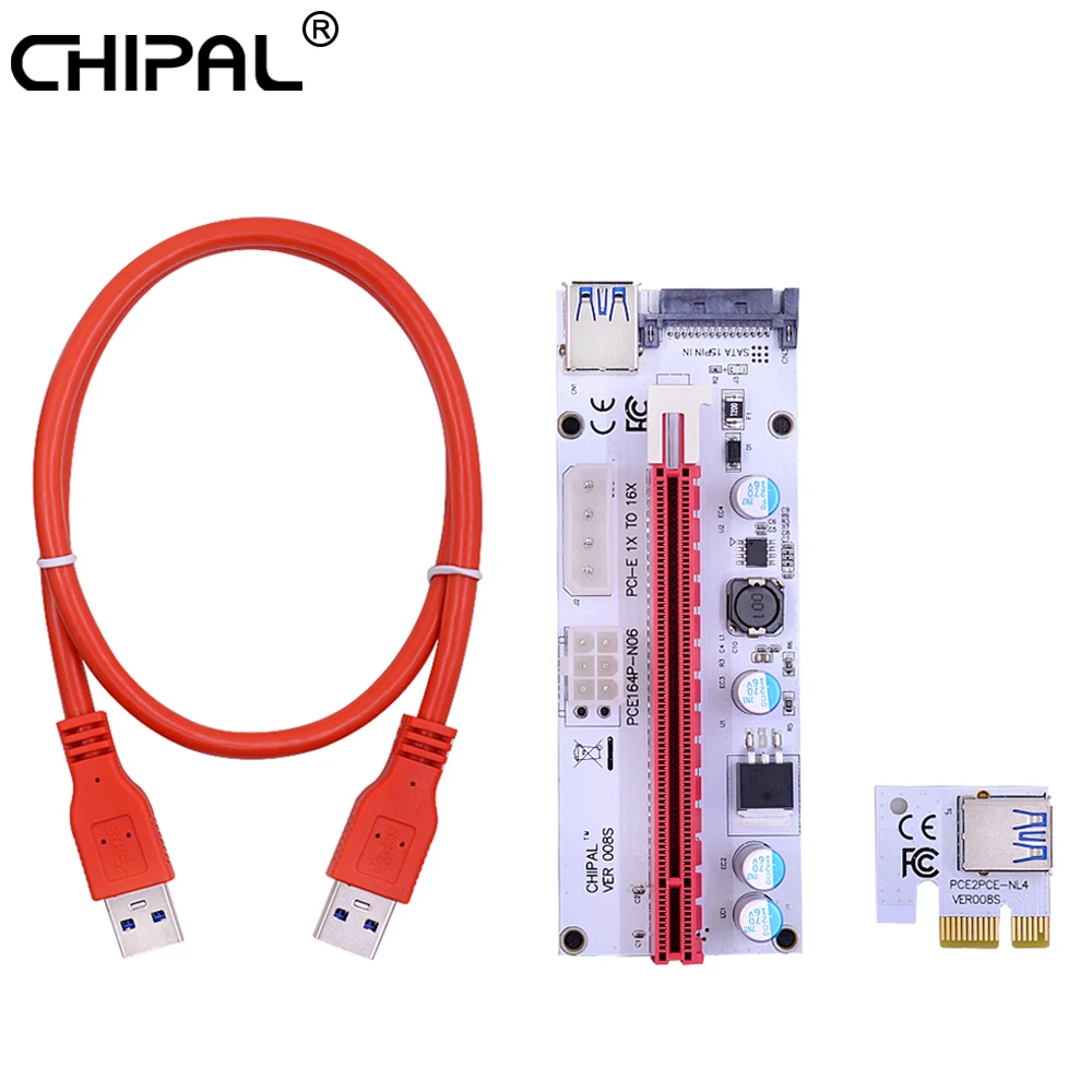 Elevador Para Minería Bitcoin Tarjeta Elevadora PCIe Riser VER009S –  Conector De 1x A 16x Con Cable USB 3.0 Para Minado De Criptomonedas  Extensor GPU Mining Rig