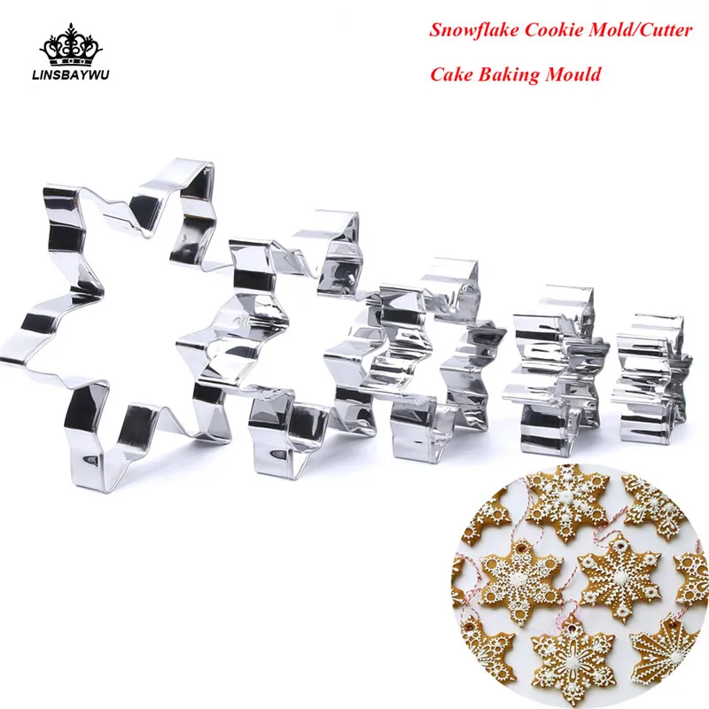 

5Pcs/Set Snowflake Shape Cookie Cutter Tools DIY Stainless Steel Kitchenware Bakeware Decorative Tools