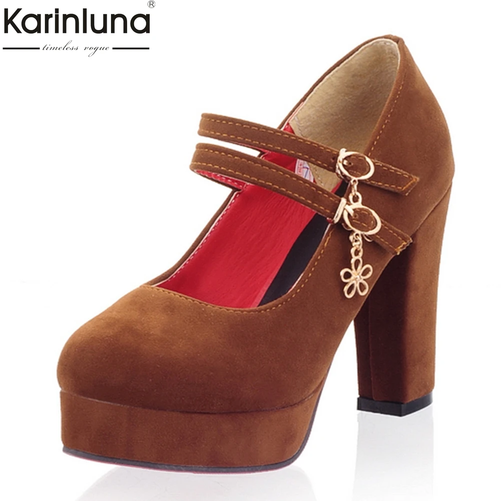 

KarinLuna 2018 large size 31-43 Spring mary janes shoes high heels party Platform Shoes Woman Wedding Shoes women red pumps