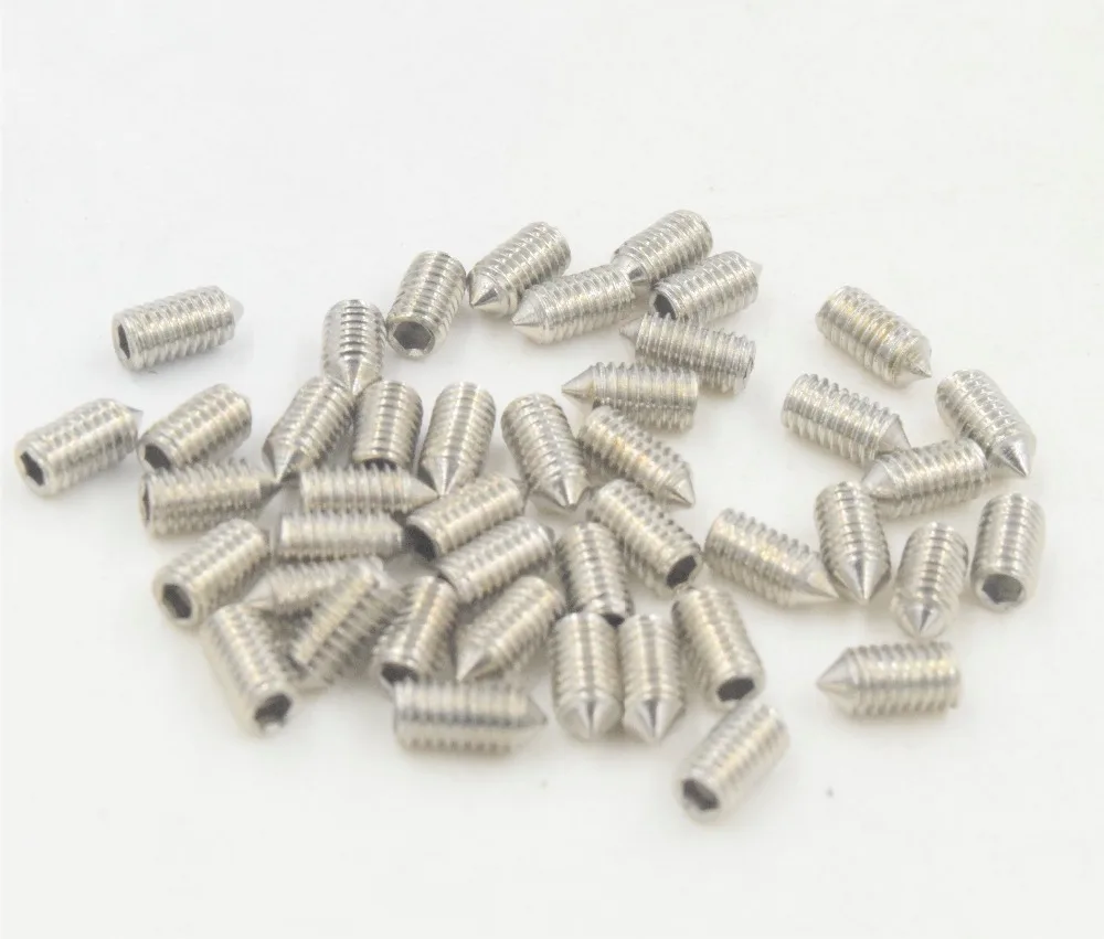 

50Pcs M3 Stainless Steel Allen Head Hex Socket Grub Screw Bolts Nuts Fasteners with Cone Point M3 Screws M3 x6mm Ra