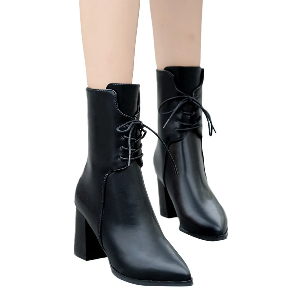 lace up pointed toe boots