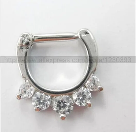 

Hot Unique 316L Surgical Steel Aztec Septum Clicker Nose Ring Stud Nose Piercing Stud White Purple wholesale 6pcs