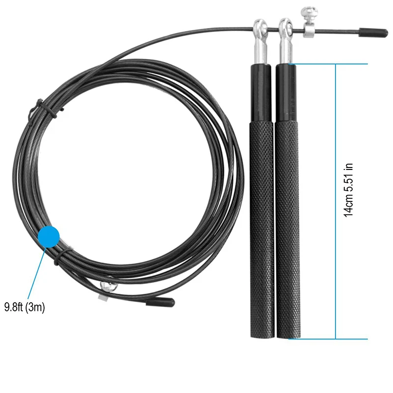 Черный 3M Регулируемый Скакалка скорость Кроссфит алюминиевые ручки дома профессиональные прыжки через скакалку для фитнеса тренировки веревка из нержавеющей стали