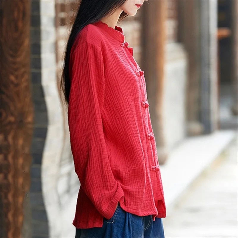 

Traditional chinese shirt blouse women female cheongsam top kimono cardigan linen Chinese tradtional top clothing TA984