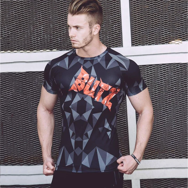 Jogging Gym T Shirt White Men Short Sleeve men top (4)