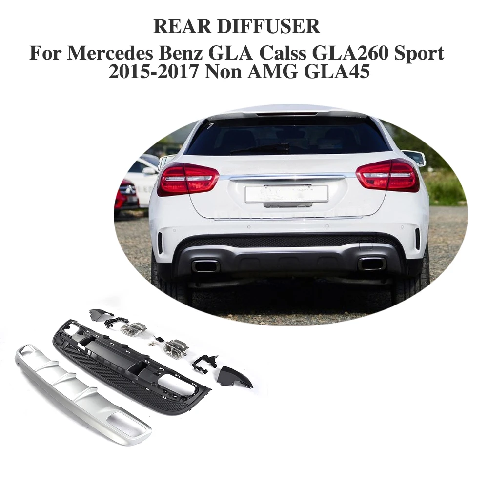 

PP Rear Bumper Lip Spoiler Diffuser With Exhaust Muffler For Mercedes Benz GLA Calss GLA260 Sport SUV 2015-2017 Non GLA45 AMG
