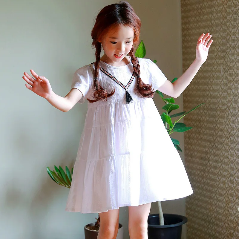 

Pure Cotton White Princess Dress New Summer Children's Wear Korean Girls Children's Partry Dress