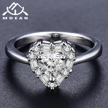 MDEAN кольцо белого золота для женщин обручальное свадебное белое милое сердце AAA циркон ювелирные изделия Bague Bijoux Размер 5-12 H1187