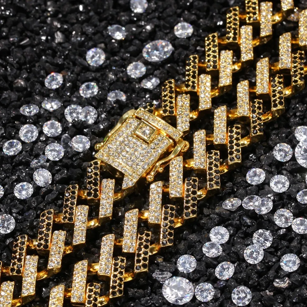 BLING KING NE+ BA модные ювелирные изделия ожерелья и браслеты 15 мм Мода Iced Out 2 ряда зубцов кубинские звенья цепи для мужчин и женщин