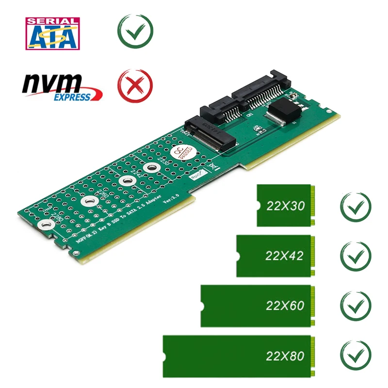 M.2 NGFF B Key SATA Bus SSD для адаптера SATA3 разъем DDR плата расширения памяти Райзер Suppor 2230 2242