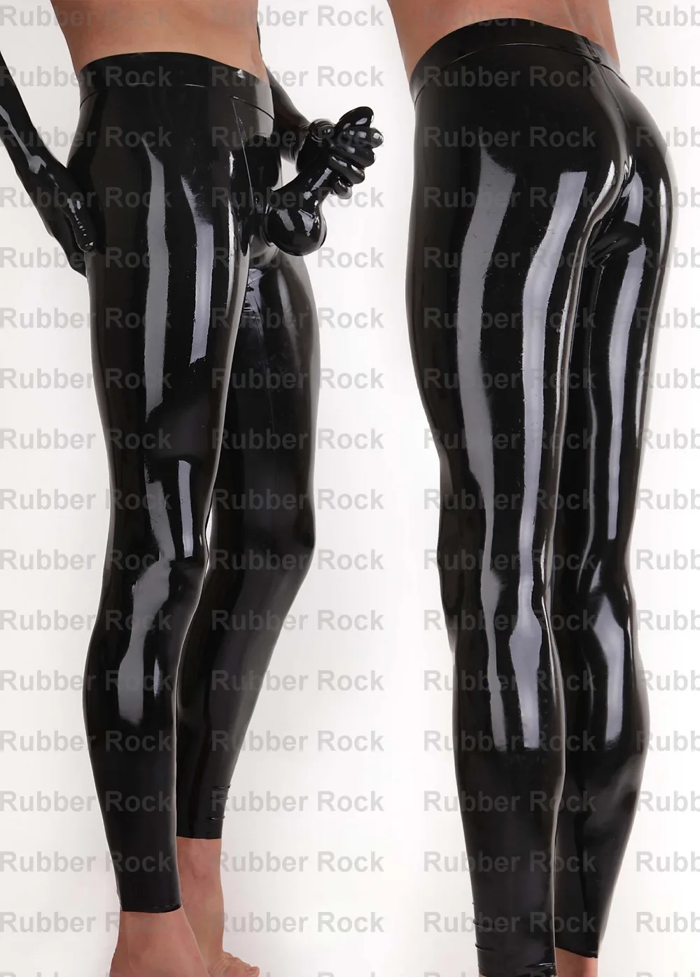Zwart Skintight Latex Broek met Condoom 