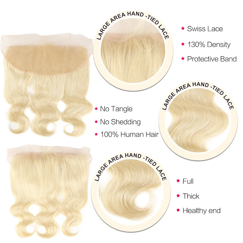 Black Pearl 613  Bundles With Frontal Brazilian Body Wave 613 Remy Human Hair Extensions 2 3 Bundles Blonde Bundles With Frontal