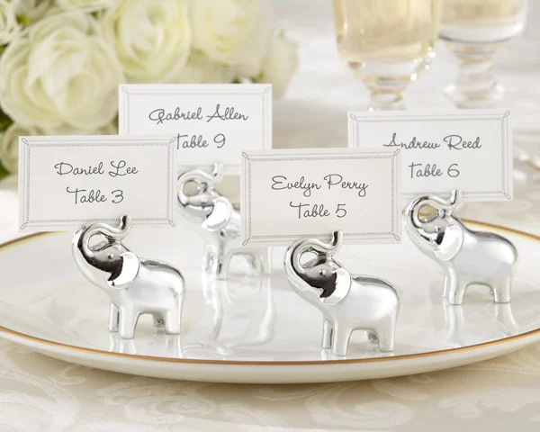 

2016 NEW ARRIVAL"Lucky in Love" Silver-Finish Elephant Wedding Favor Place Card Holder 100sets/Lot Free Shipping