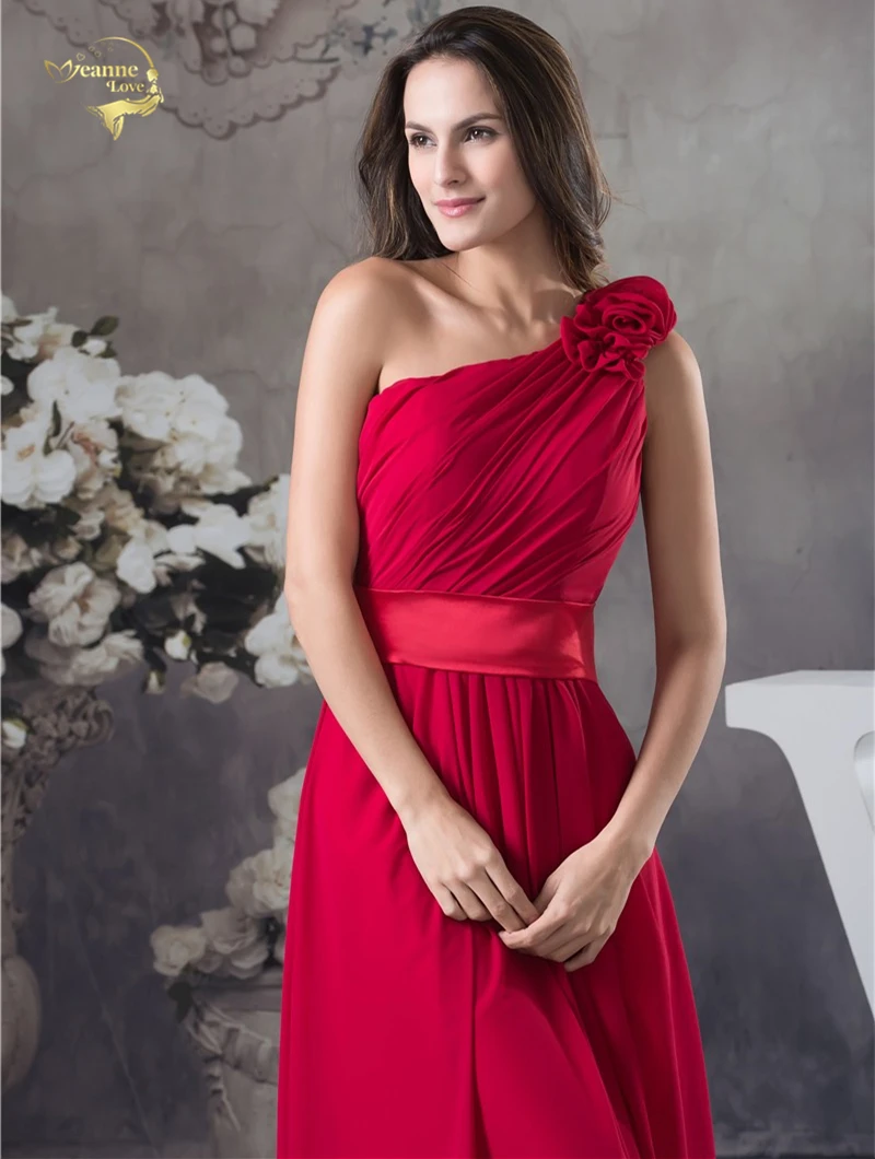 Дизайн vestido de festa шифоновое красное платье на молнии сзади с одним плечом Формальное длинное вечернее платье Robe De Soiree TH1U89