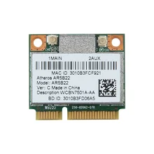 Двухдиапазонный 300 Мбит/с Wi-Fi AR5B22 беспроводной 802.11bgn Половина мини PCI-E WLAN 2,4G/5 ГГц Wi-Fi+ Bluetooth 4,0 COMBO Lan сетевая карта