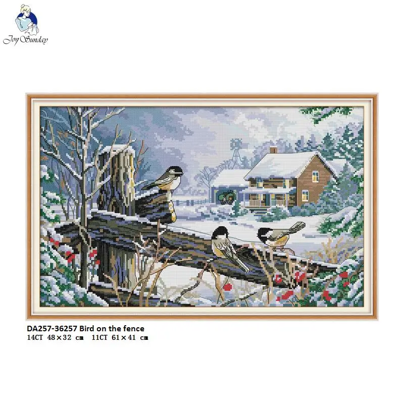 

The Bird on the Fence Cross Stitch Kits 11CT Printed Fabric 14CT Canvas DMC Suitable for Beginners Clear Patterns Embroidery