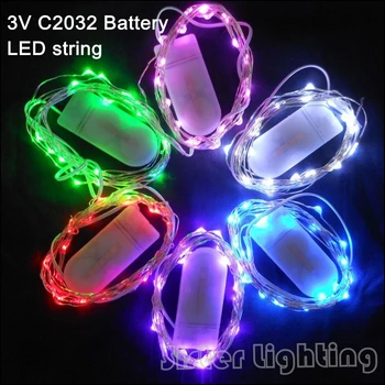 

CR2032 Button Battery Powered 2M 20 LED Silver/Copper Wire Mini Fairy String Lights For Holiday Christmas Wedding Party 9Colors
