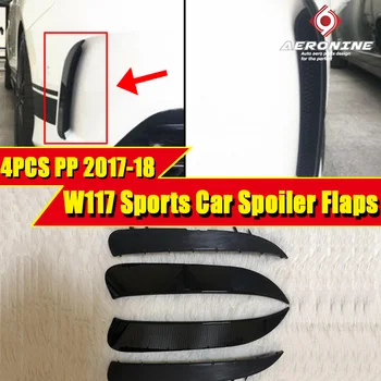 

Fits For MercedesMB W117 Rear Bumper Flicks Spoiler PP 4 pcs Sports CLA180 200 CLA45amg style Rear Splitter Wing Spoiler 2017-18