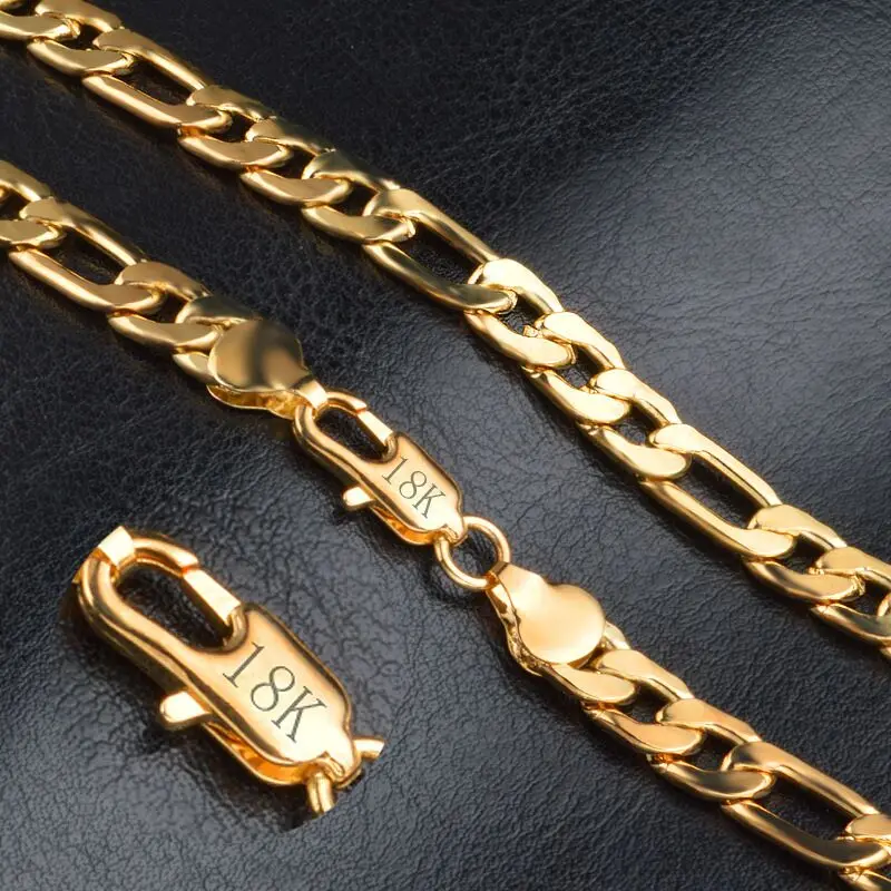 

2019 New Real 18 K vacuum plating high quality. Shipping 8mm 20 inch gold chain necklace chunky male jewelry