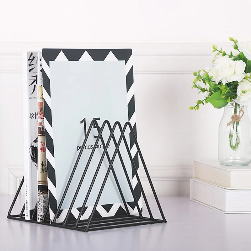 

Convenient Iron Bookshelf Art Desktop Storage Rack Magazine Organizer Book Holder Office Home Decor @LS OC31