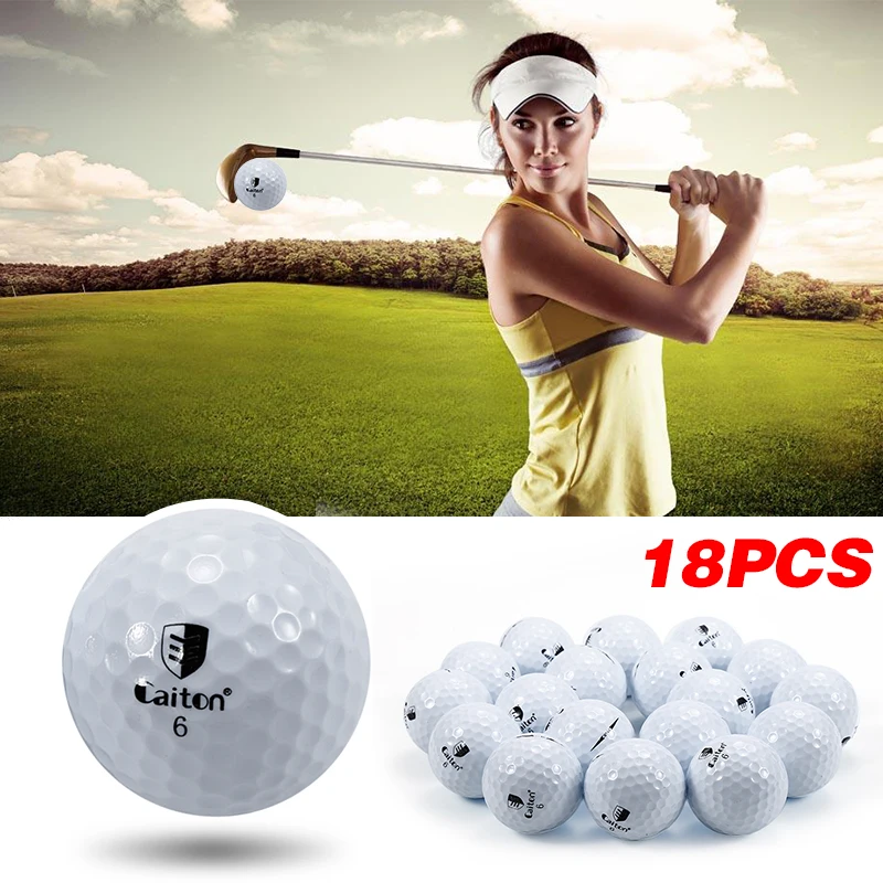Двухслойный мяч для игры в гольф, мяч для гольфа 42,8 мм, синтетический резиновый материал для гольфа, 18 шт., на большие расстояния, 42.8мм