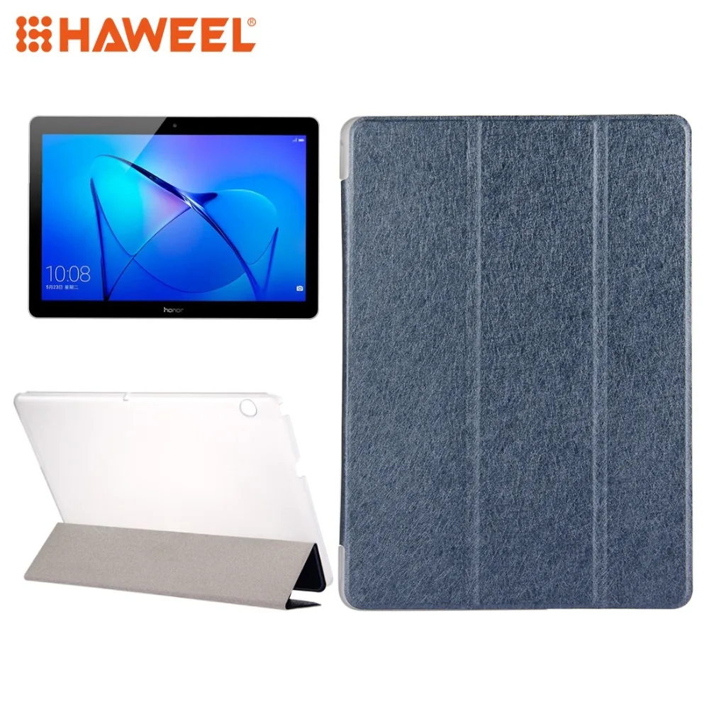 HAWEEL Cover Case For Huawei MediaPad T3 10 9.6 inch Silk Horizontal Flip Tablet Leather Case+3