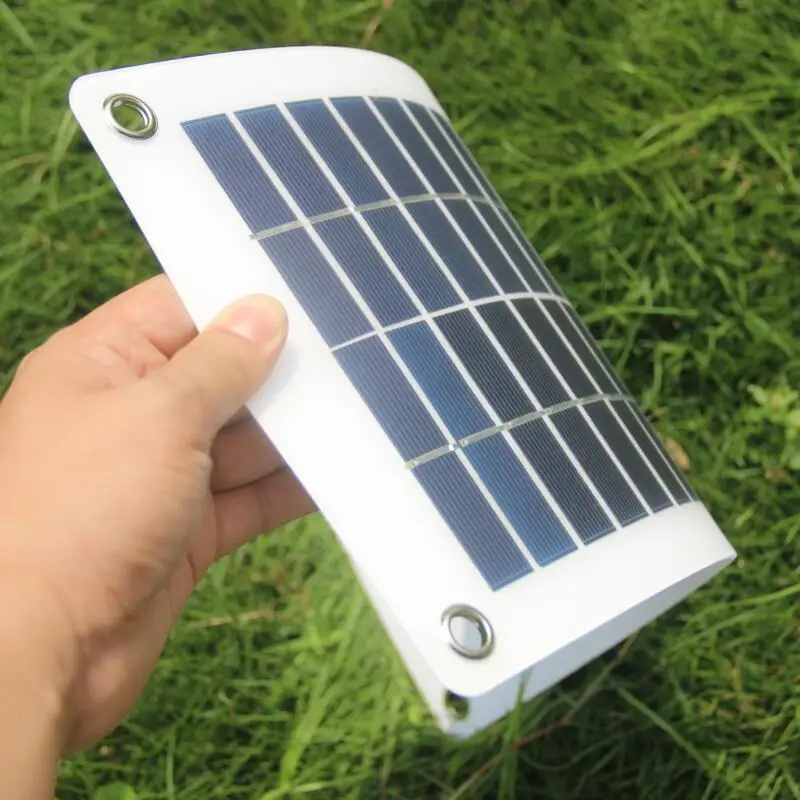 

Semi-flexible 10W 18V 12V Portable Solar Panel Charger with DC 5521 Cable Clips Adapter For 12V Car Boat Motor Battery Charger
