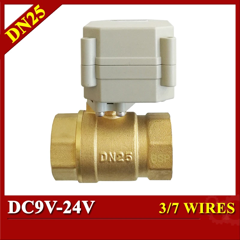 DC9-24V 3 провода 7 провода Электрический моторный клапан Кнопка ВКЛ/ВЫКЛ 5 сек BSP/NPT 1 ''латунь DN25 Электрический шаровой клапан металла футболка с изображением шестеренок бренд
