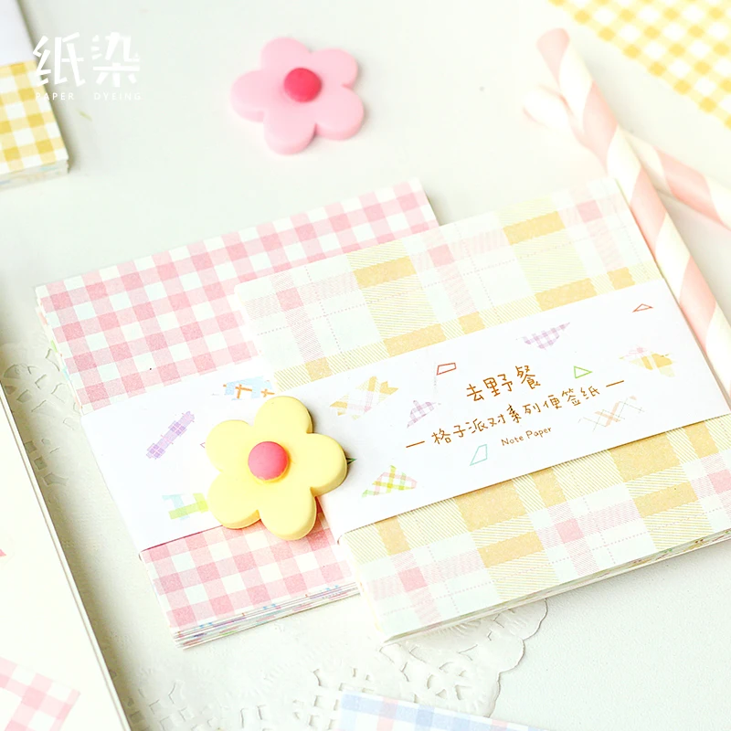 

Creative Memo Pad Sticky Notes Plaids and lines Paper Stationery Planner Stickers Notepads Office School Supplies
