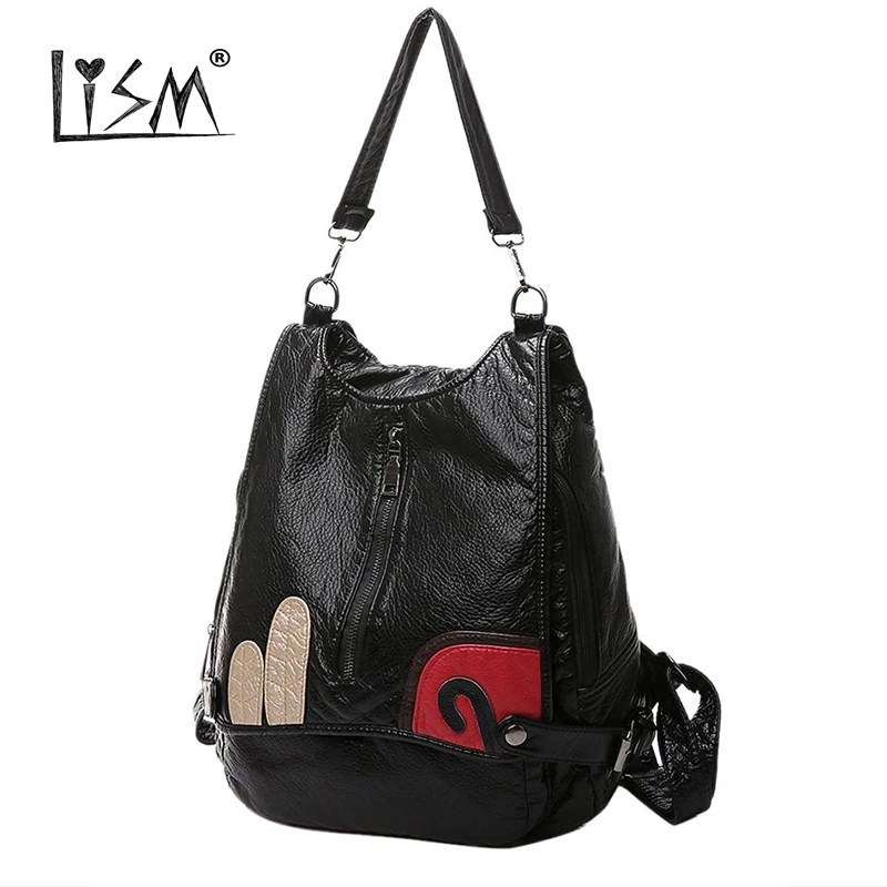 2018 New Backpack 100% Real Soft pu Leather Women Backpack Woman Fashion Ladies Strap Laptop Bag ...