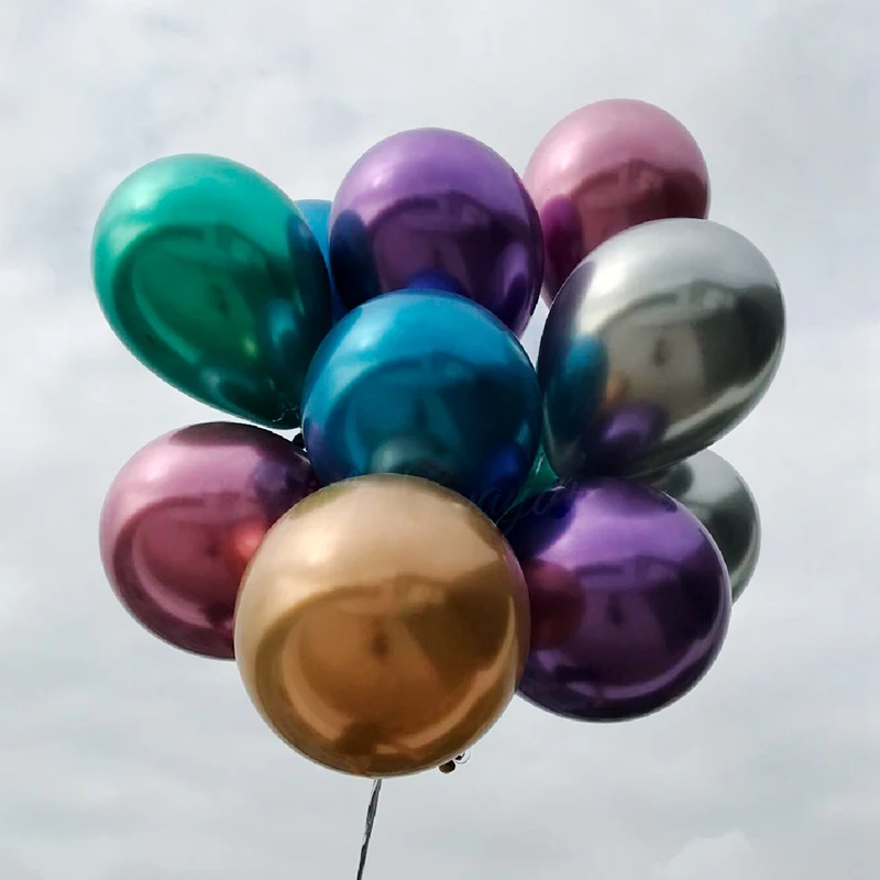 Huiran 10 шт. 12 дюймов Толстый металлический шар Хромированные Металлические латексные шары Свадебные украшения на день рождения Дети Взрослые балоны