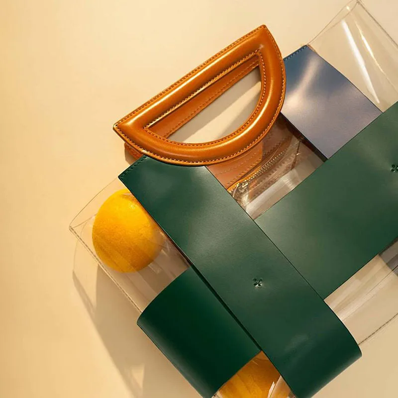

Women's Handbags 2018 New Luxury Handbags Women Bags Designer Stitching Contrast Transparent PVC Handbag Bolsa Feminina