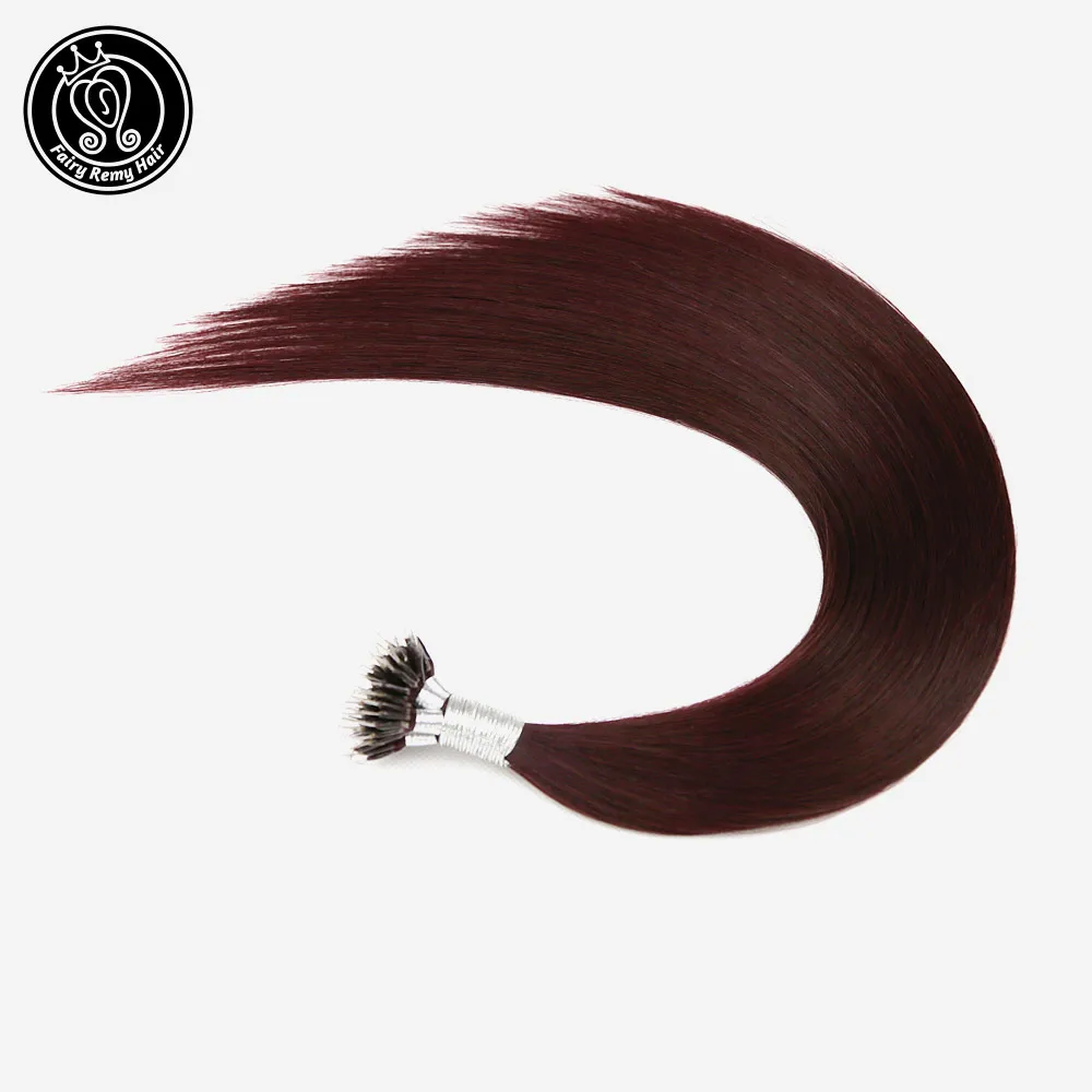 

Fairy Remy Hair Nano Ring Hair Extensions Burgundy #99J Micro Nano Tip Hair Extensions 100% Real Remy Human Hair 0.8g/s 16"-20"