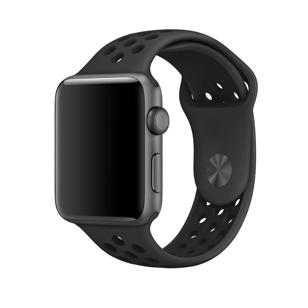 Anthracite Black New Designer Silicone Sports Bands Strap for Apple Watch Nike+ Series 2 bands 38m 42mm Grey Green Volt Silver